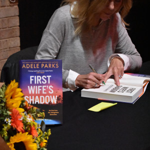 Adele Parks signs books